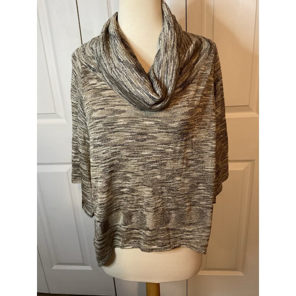 INC Metallic Gold Tan Dolman‎ Sleeve Sweater Top Size 1X